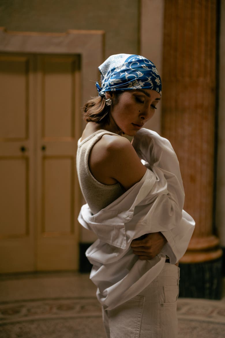 Nadia - Silk Bandana, Alternate, color, Blue