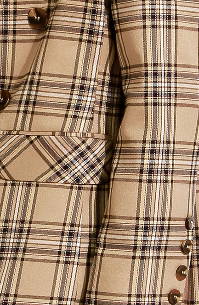 Belle & Bloom Too Cool for Work Plaid Double Breasted Blazer, Alternate, color, Camel