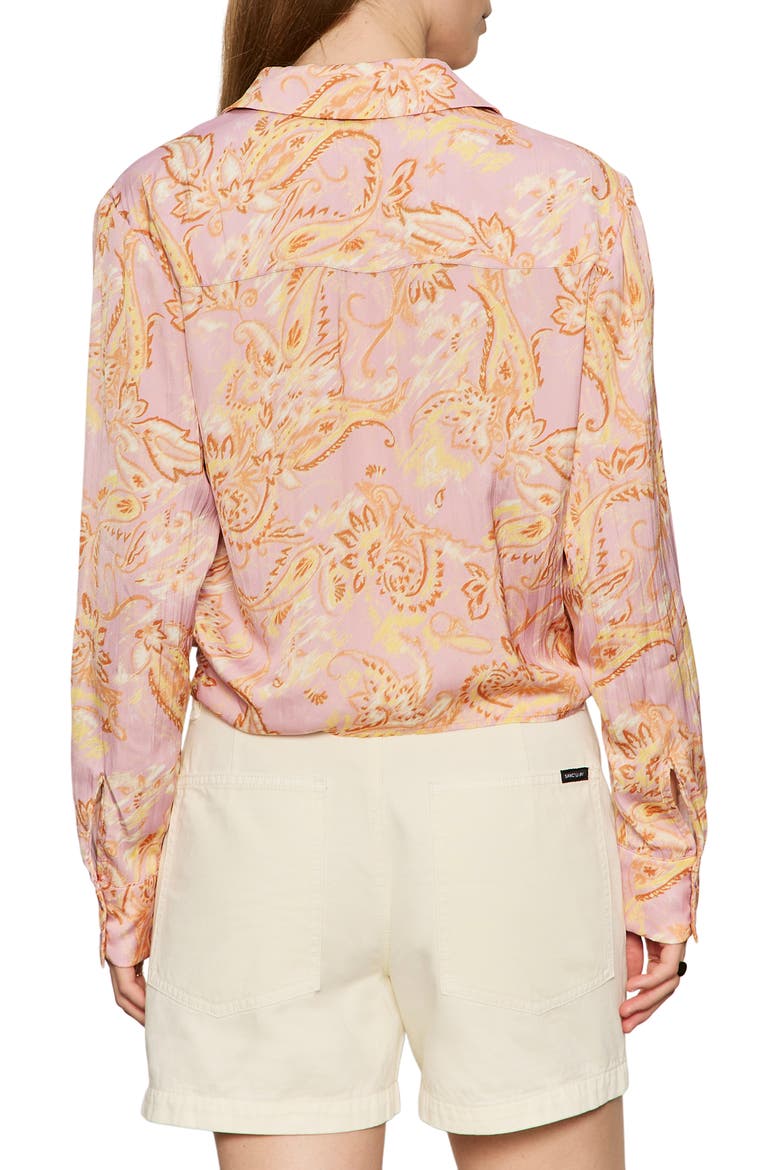 Lover Print Tie Hem Crop Sateen Shirt, Alternate, color, WHIMSY WHIM