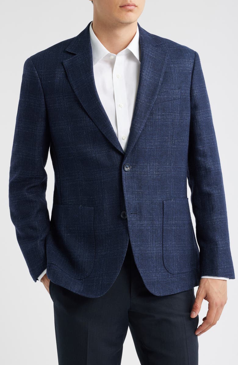 Nordstrom Cielo Plaid Virgin Wool & Linen Sport Coat, Main, color, Navy Cielo Plaid