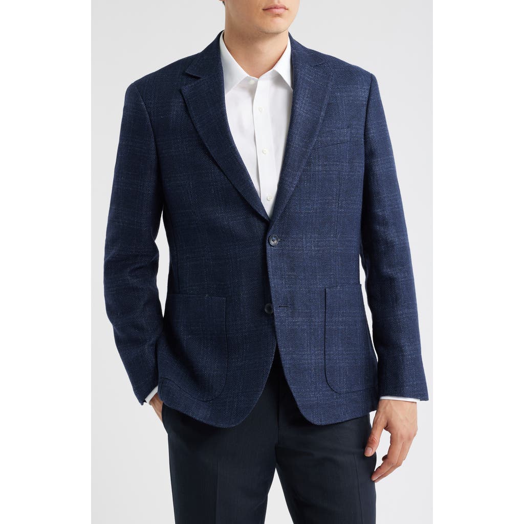 Nordstrom Cielo Plaid Virgin Wool & Linen Sport Coat In Blue
