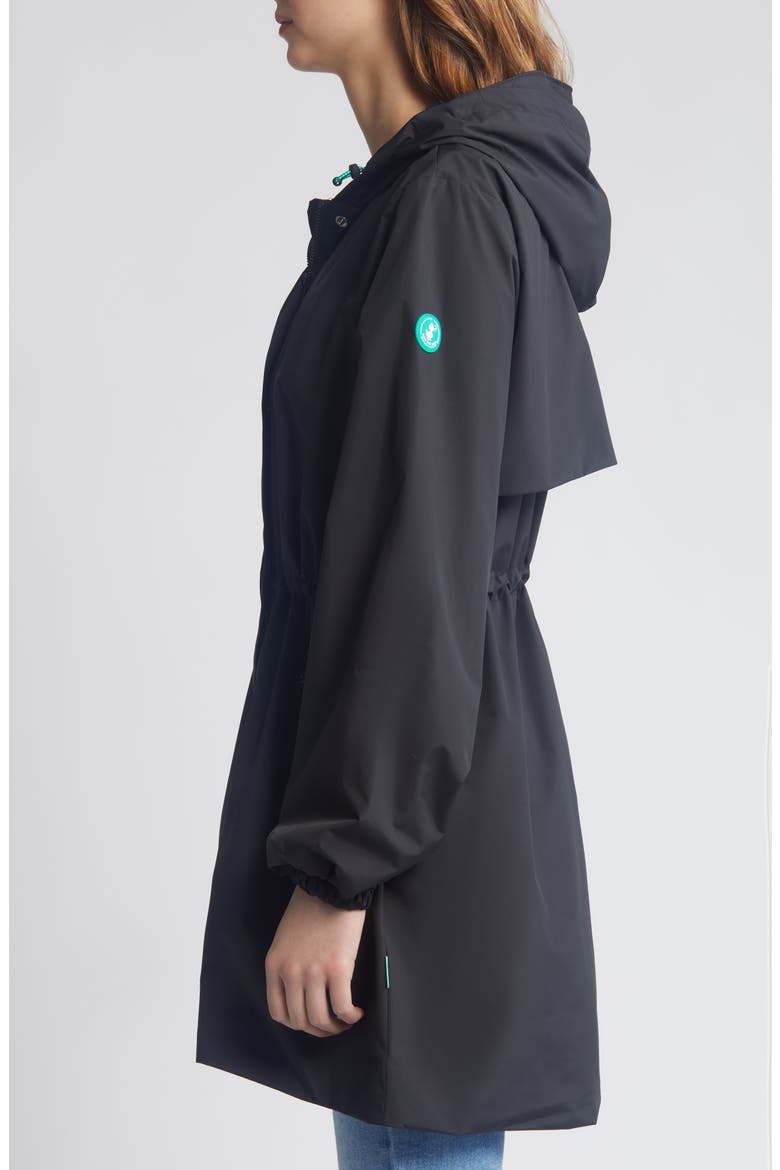 Fleur Water Resistant Hooded Raincoat, Alternate, color, BLACK