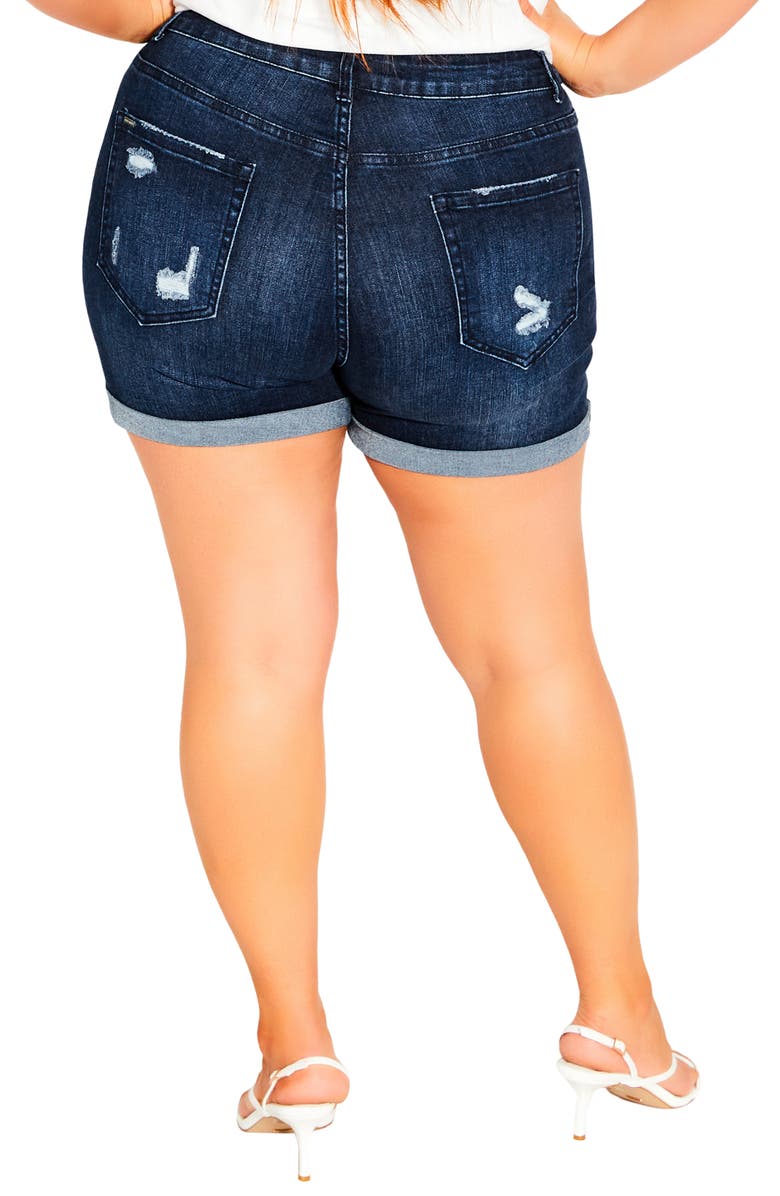 City Chic Ripped Love Shorts, Alternate, color, Dark Denim