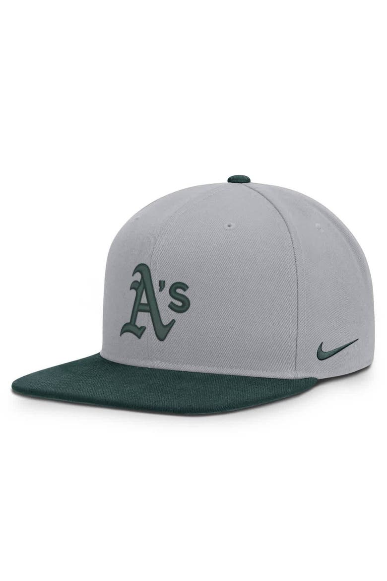 Men's Nike Gray/Green Athletics Primetime Pro Dri-FIT Snapback Hat, Alternate, color, Gray