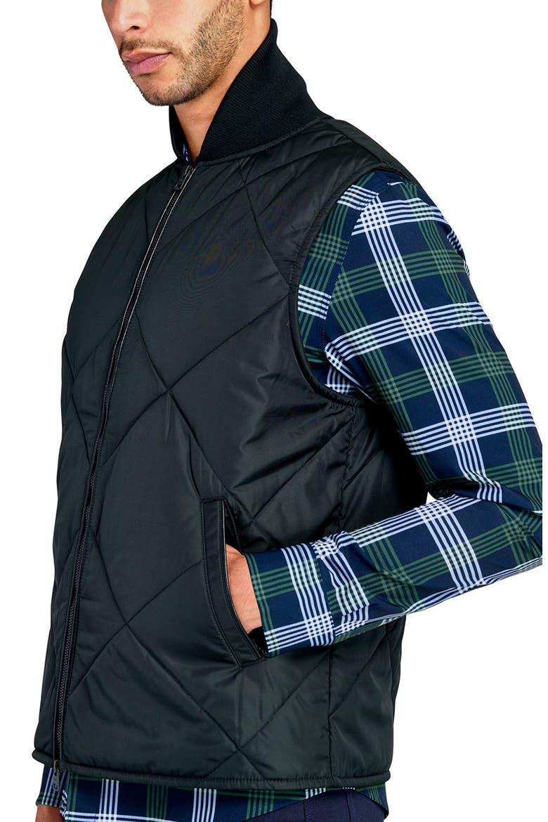 Solid Quilted Vest, Alternate, color, BLACK