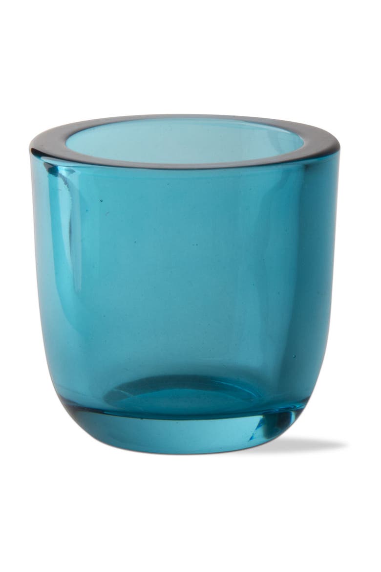 Classic Aqua Blue Glass Tealight Candle Holder, Main, color, Blue