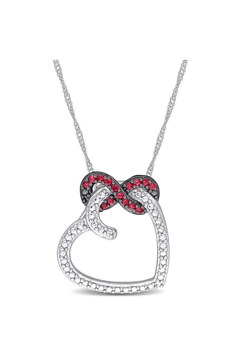 Gemstone Infinity Heart Necklace 10K, Main, color, Ruby