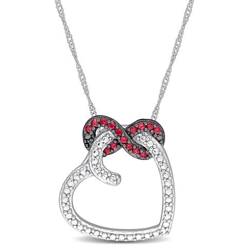 Gemstone Infinity Heart Necklace 10K