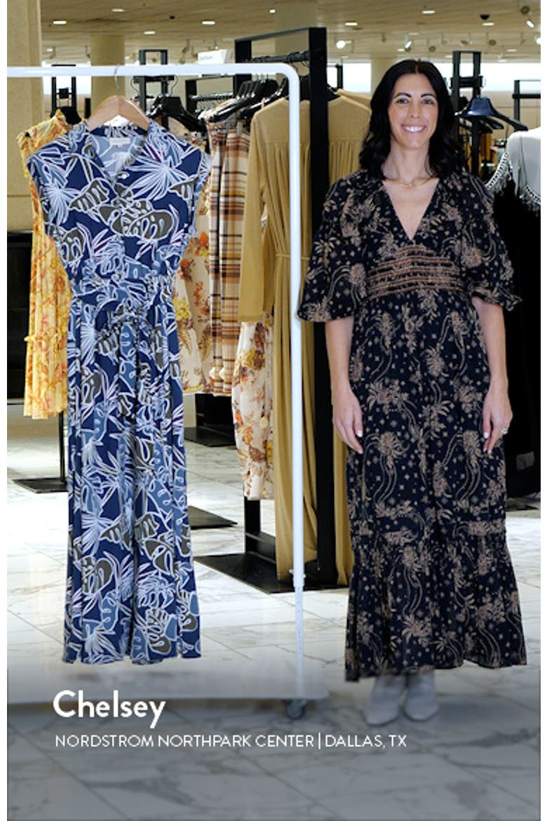 Tropical Print Extended Shoulder Shirtdress video