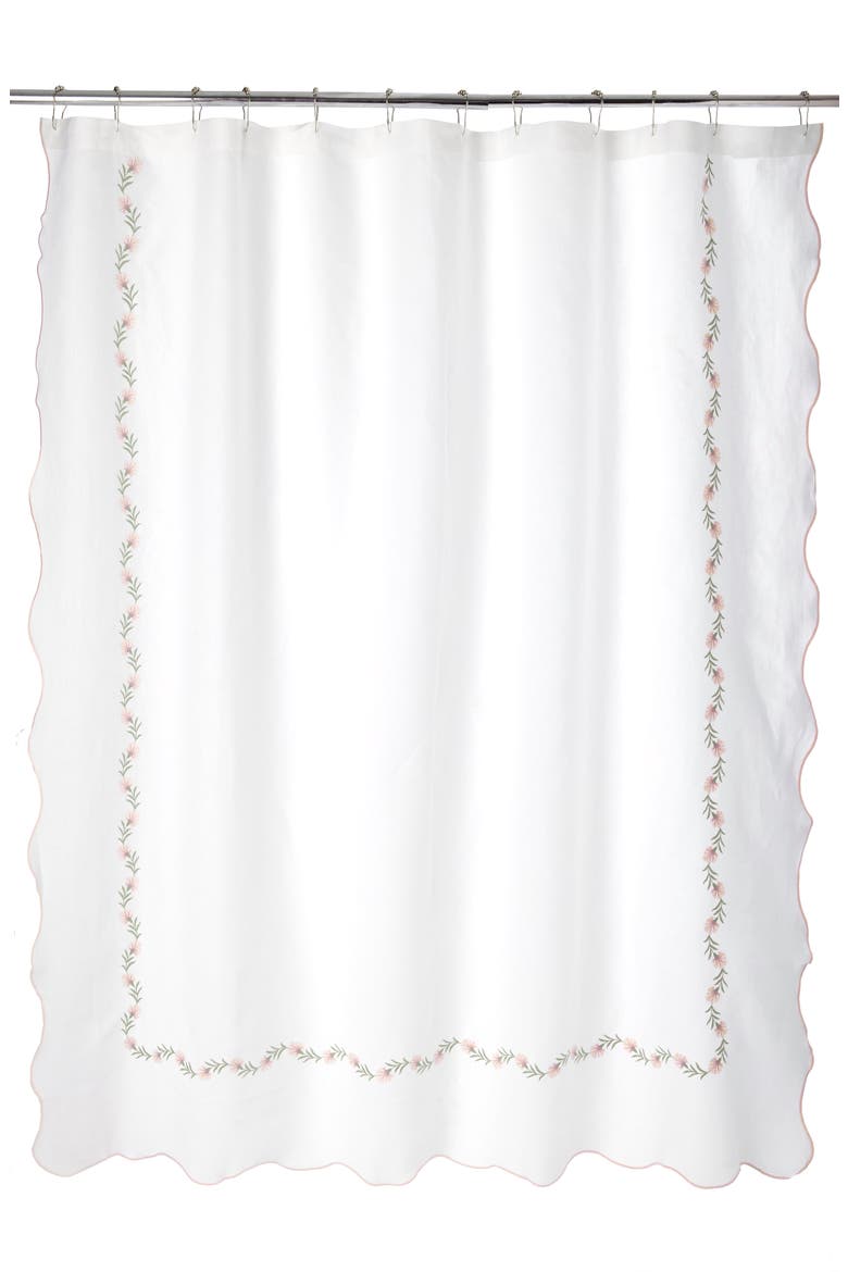 Daphne Linen Shower Curtain, Main, color, BLUSH