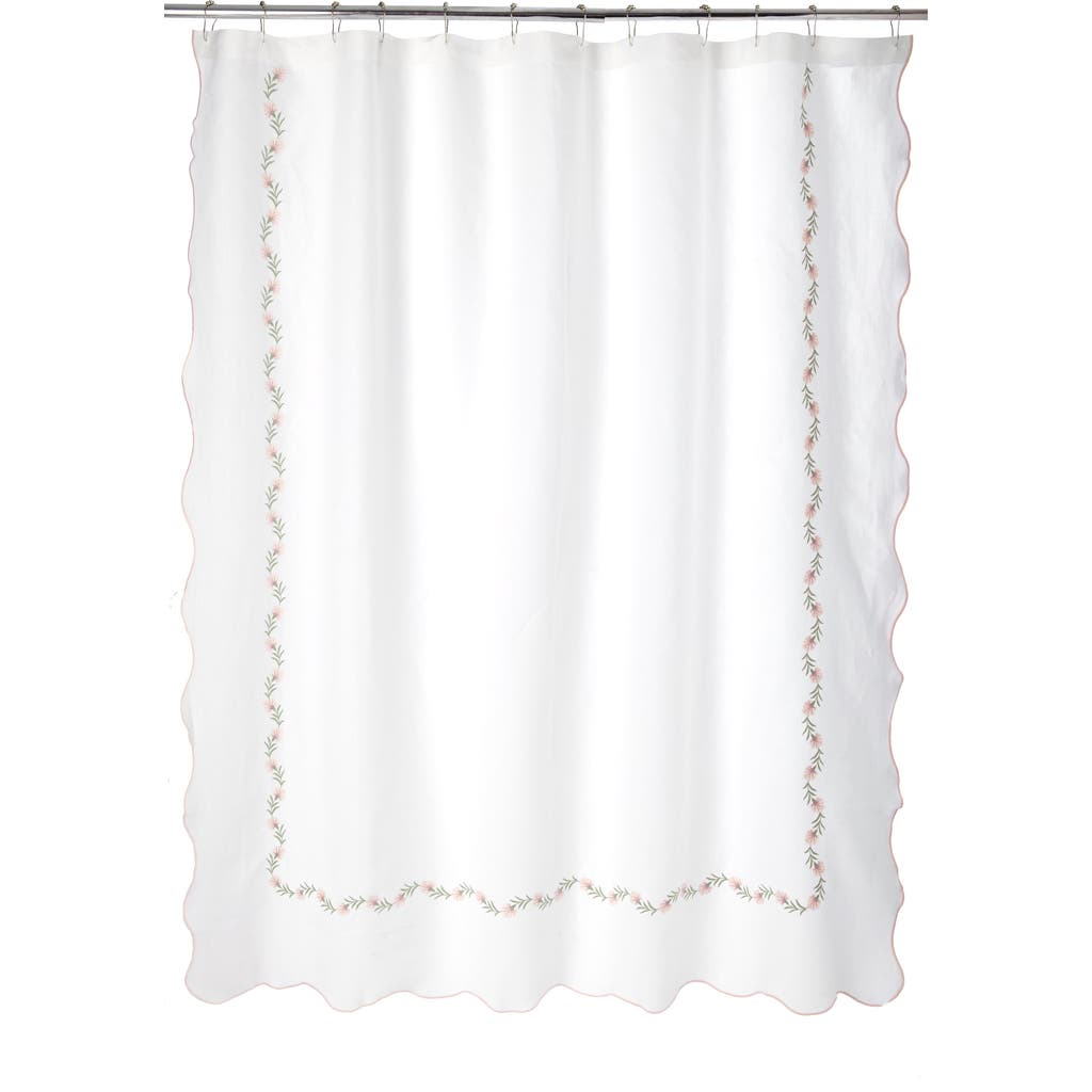 Matouk Daphne Linen Shower Curtain In Blush