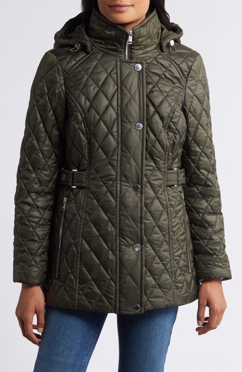 London Fog Quilted Water Resistant Jacket, Main, color, Olive