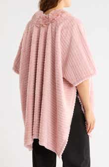 Faux Fur Collar Knit Ruana
