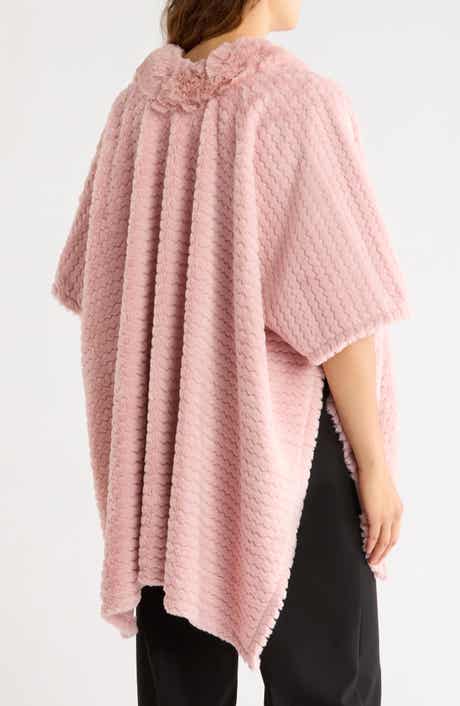 Faux Fur Collar Knit Ruana
