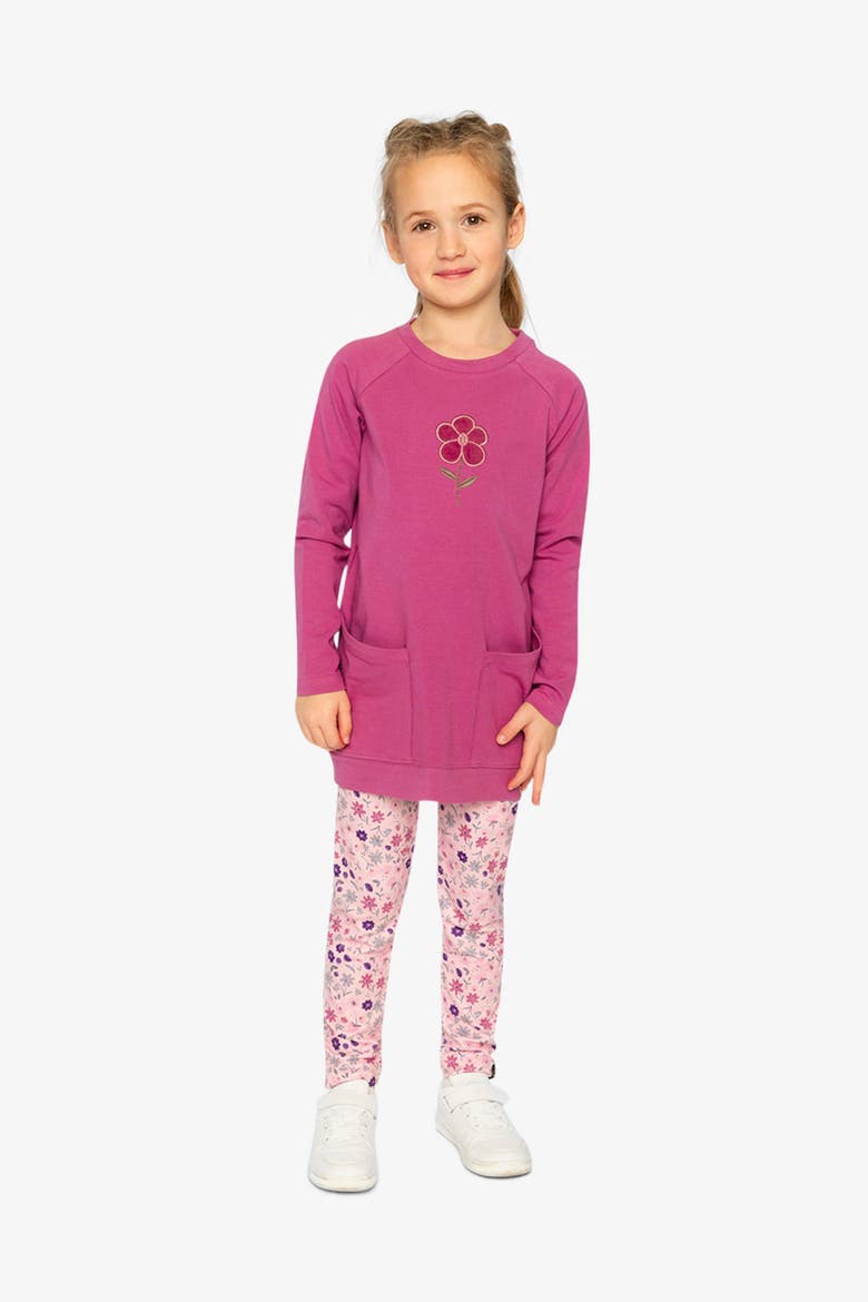 Long Raglan Sleeves Relaxed Brushed Flower Tunic Top, Alternate, color, Pinkish Violet