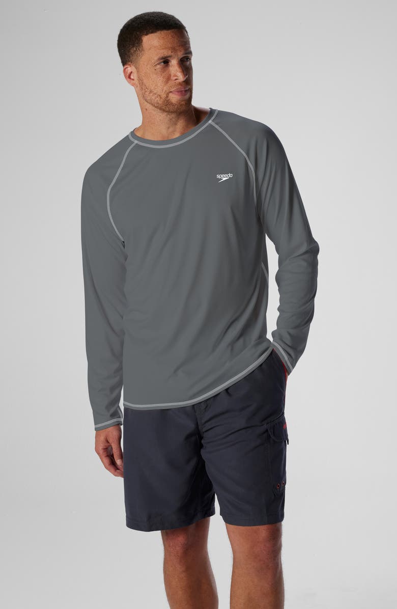 Speedo<sup>®</sup> Long Sleeve Rashguard, Alternate, color, Granite