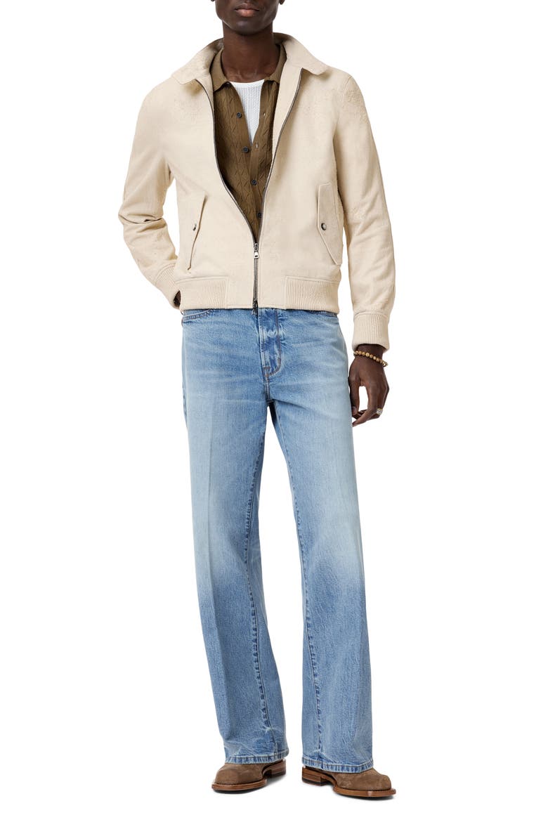 Nathan Distressed Suede Bomber Jacket, Alternate, color, SALT