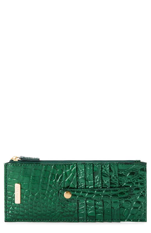 Brahmin Croc Embossed Leather Credit Card Wallet in Evergreen 