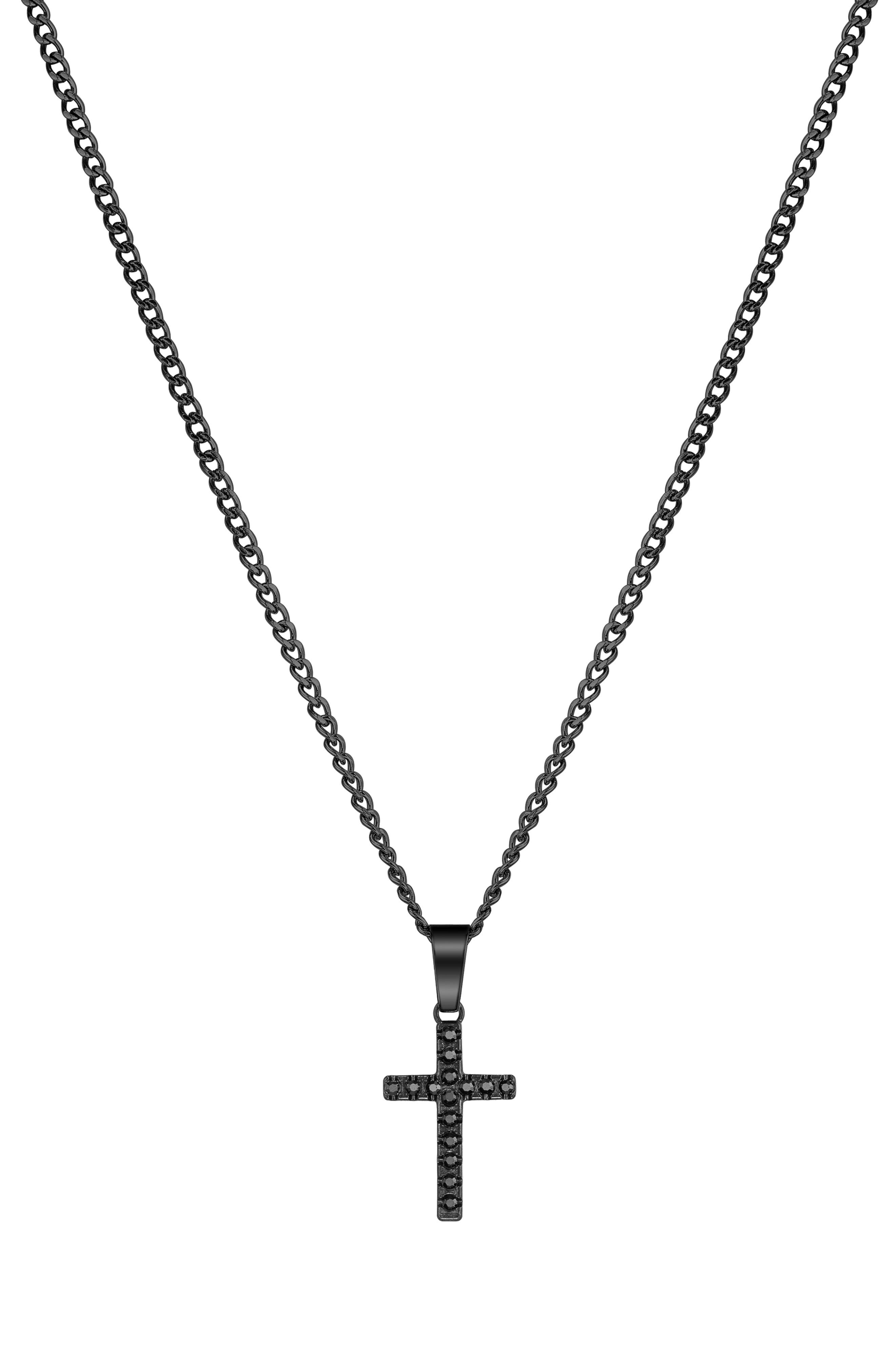 Men's Black Cross Necklace