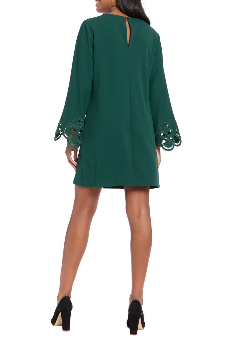 Embroidered Bell Sleeve A-Line Dress, Alternate, color, EDEN GREEN