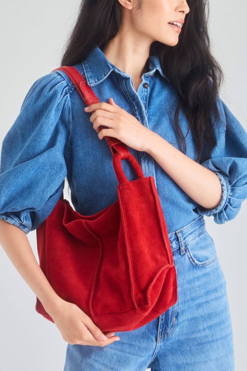 The Sak Los Feliz Medium Tote Leather Bag In Red