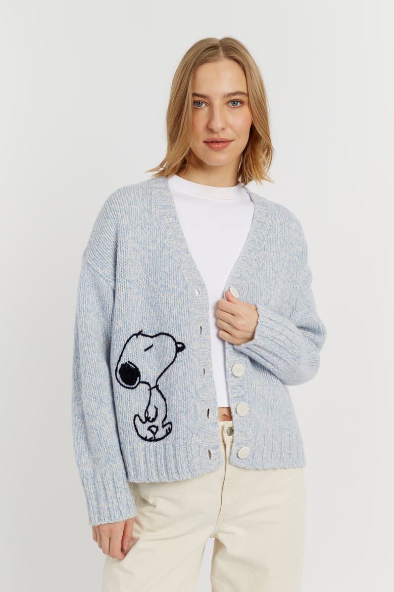 Merino Snoopy Marl Cardigan, Alternate, color, Multi Blue