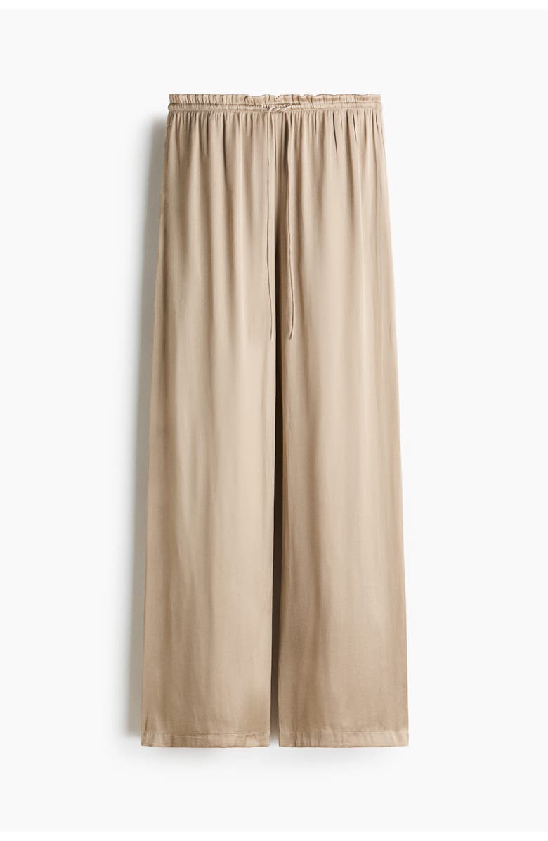 H&M Satin Drawstring Trousers, Main, color, Beige