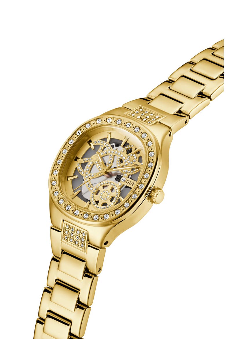 Goldtone & Crystal Skeleton Bracelet Watch, 32mm, Alternate, color, GOLD TONE
