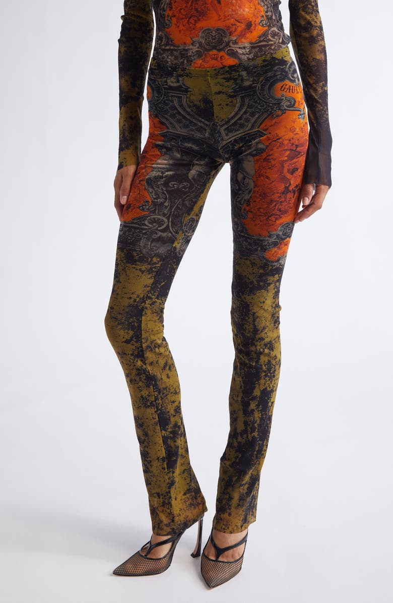 Jean Paul Gaultier Medallion Print Mesh Trousers, Main, color, 