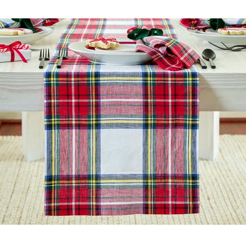 Linen Table Runner - Stewart Plaid