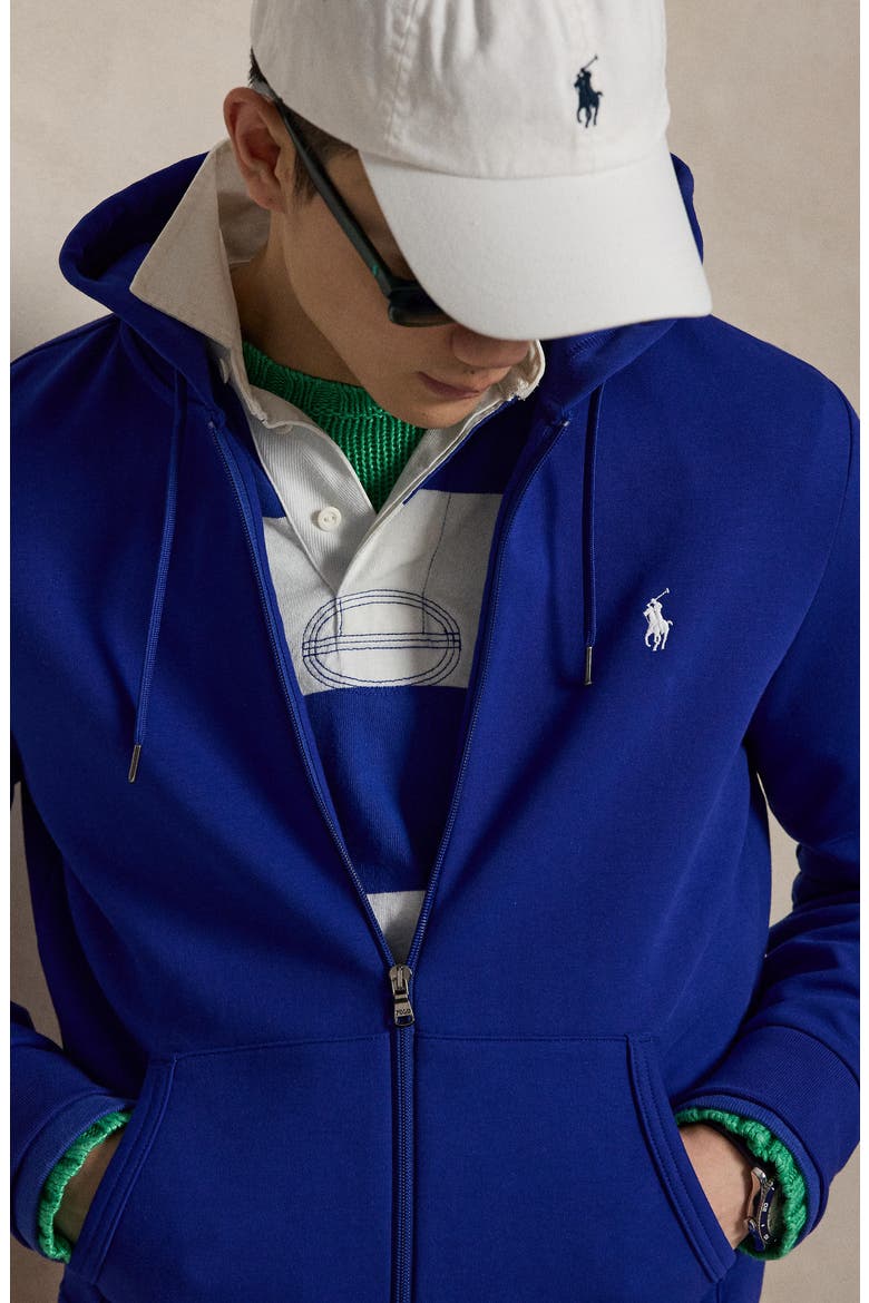 Double-Knit Full Zip Hoodie, Alternate, color, CLASSIC AZURE/ C1730