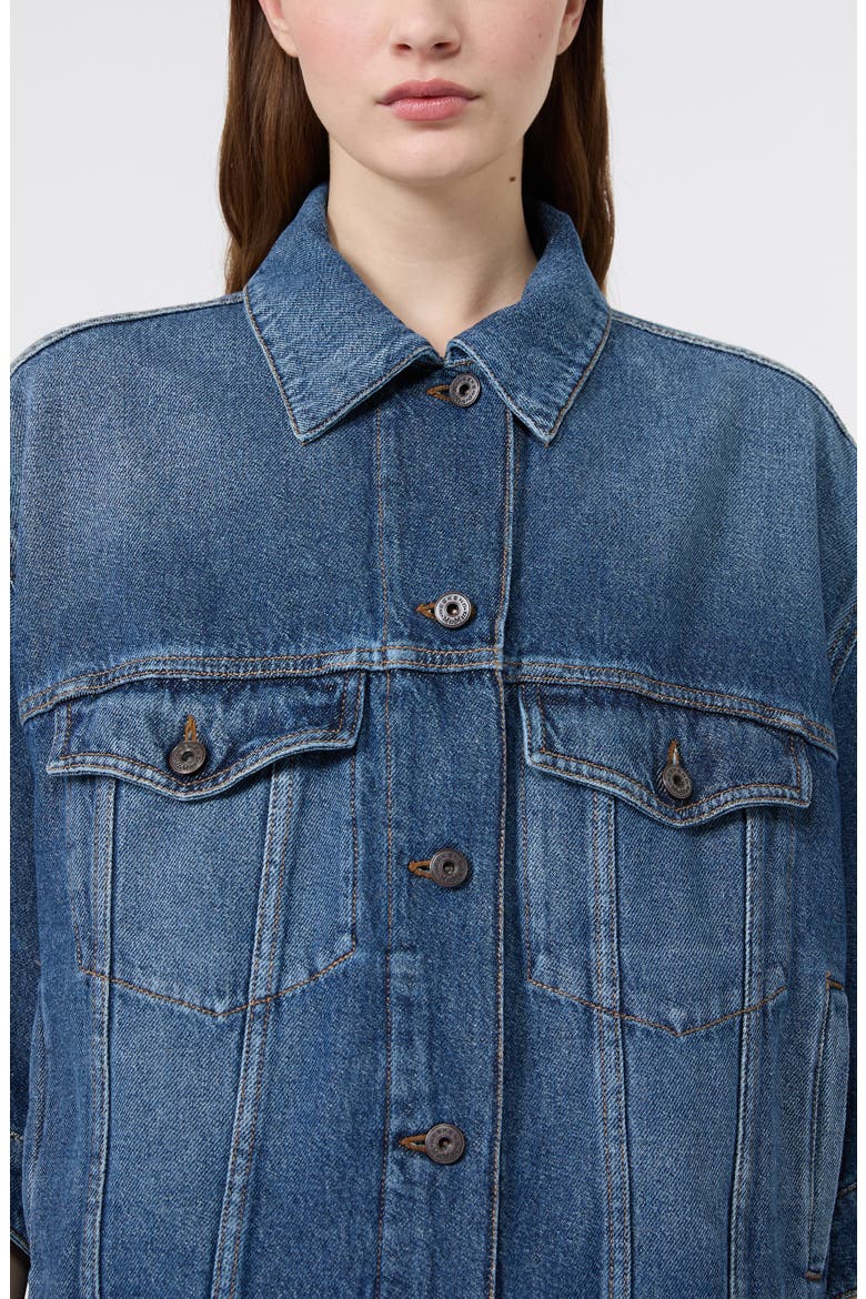 Liuti Crop Denim Jacket, Alternate, color, NAVY