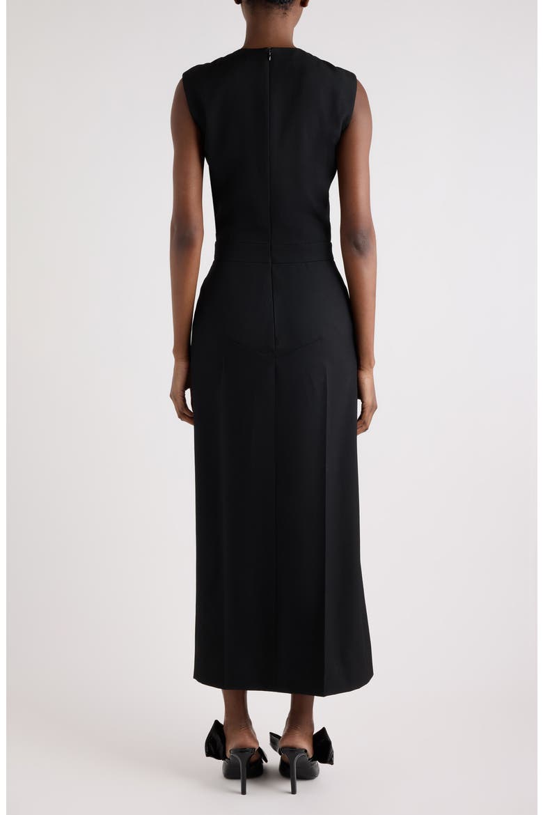 Pinched Sleeveless Midi Dress, Alternate, color, BLACK