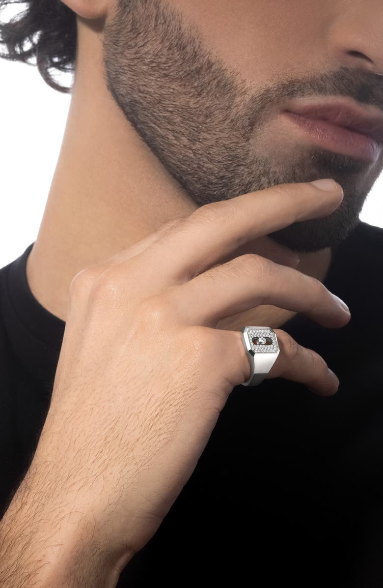 Messika Move Joaillerie Pavé Diamond Signet Ring, Alternate, color, White Gold