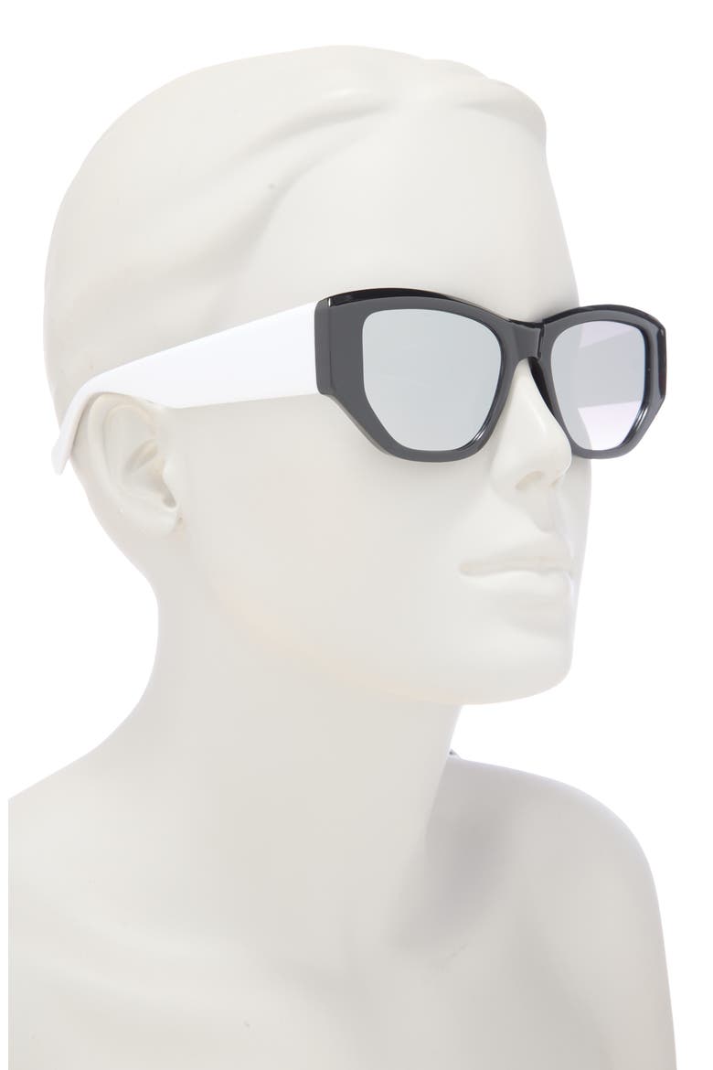 52mm Cat Eye Sunglasses, Alternate, color, BLACK WHITE