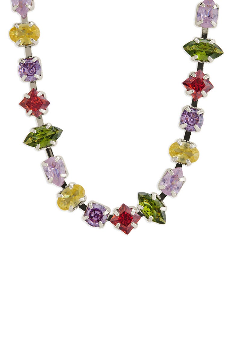 Colorburst Cubic Zirconia Tennis Necklace, Main, color, SILVER
