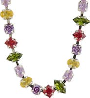 Sterling Forever Colorburst Cubic Zirconia Tennis Necklace