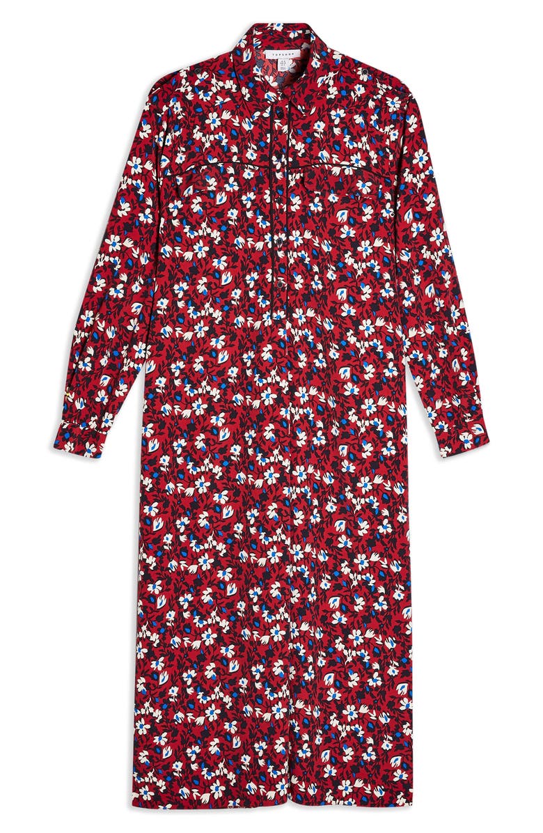 Topshop Floral Print Shirtdress, Alternate, color, 