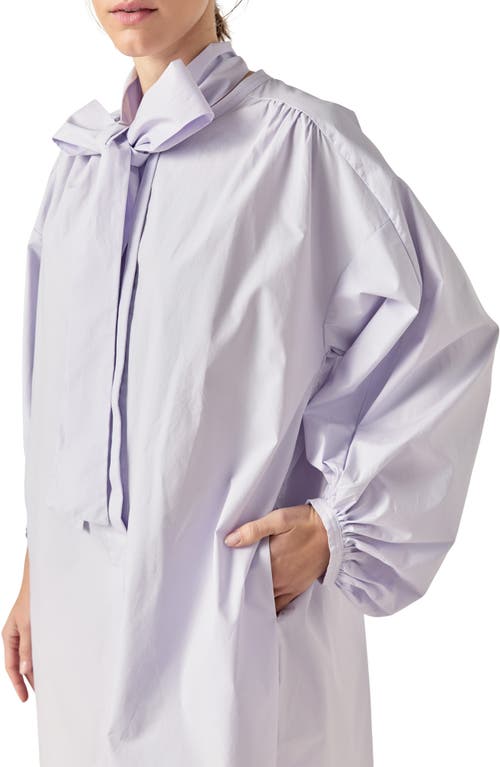 ENGLISH FACTORY ENGLISH FACTORY BILLOW TIE NECK LONG SLEEVE POPLIN SHIRTDRESS