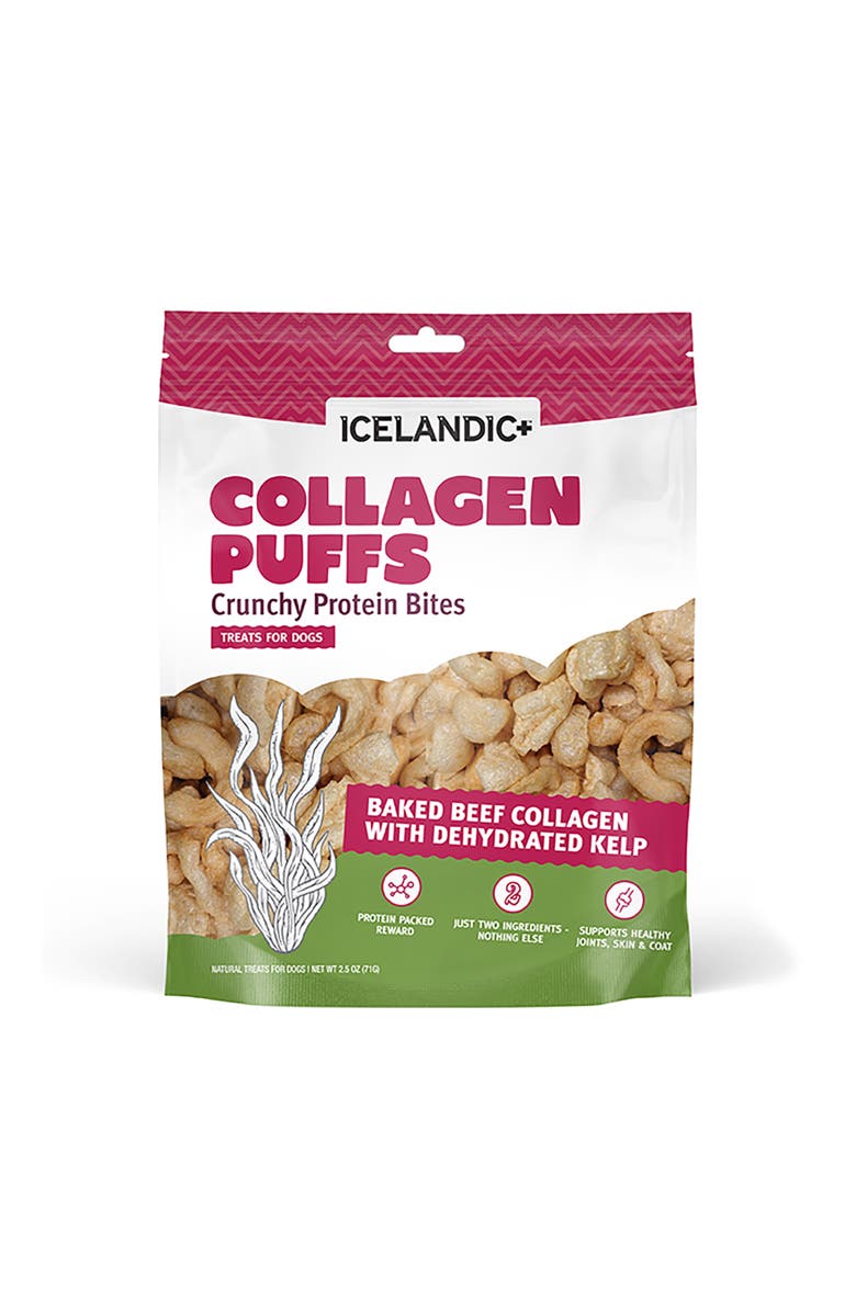 ICELANDIC+ Collagen Puffs Baked Beef Collagen W/ Dehydrated Kelp 2.5oz, Main, color, Brown