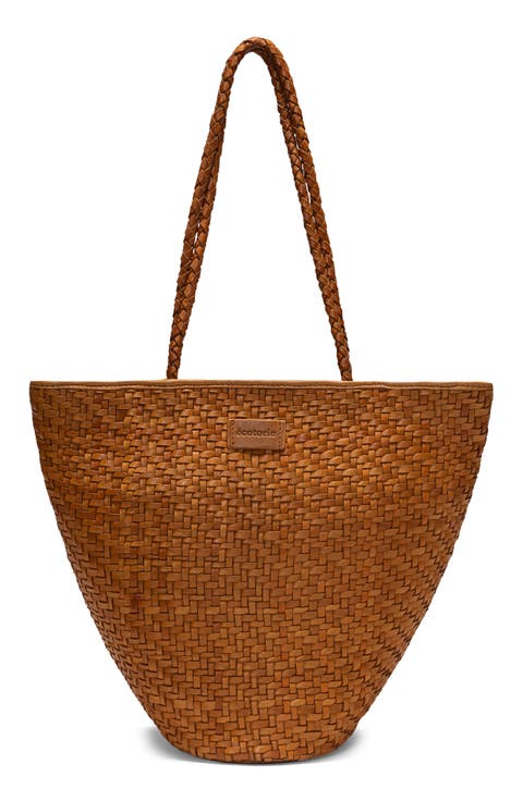 Arlington Woven Leather Bucket Bag