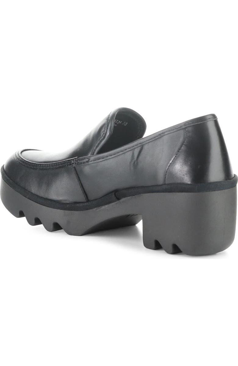 Fly London Block Heel Lug Loafer, Alternate, color, Black Burn