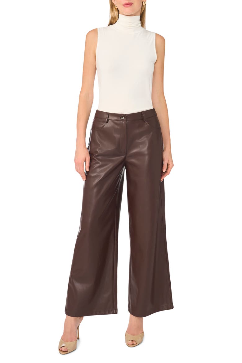 Wide Leg Faux Leather Pants, Alternate, color, CALL ME CHOCOLATE