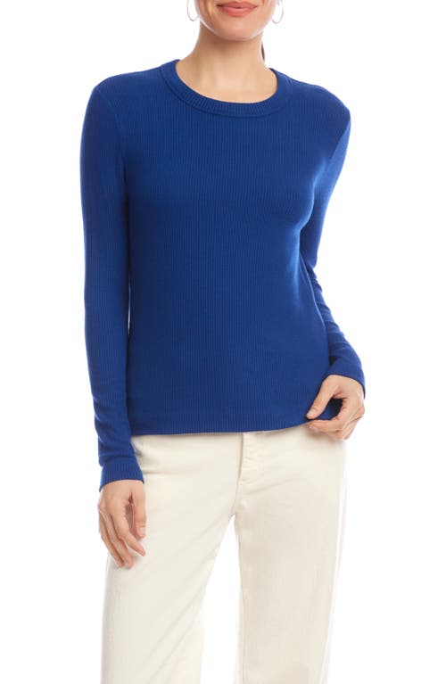 Karen Kane Long Sleeve Rib Top In Blue