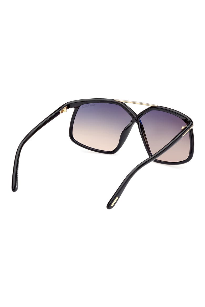 Meryl 64mm Gradient Polarized Oversize Square Sunglasses, Alternate, color, SHINY BLACK GOLD / SMOKE SAND