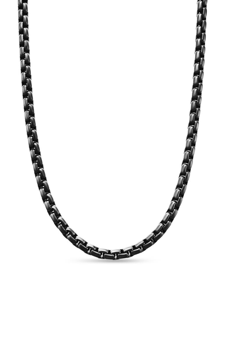 Men's Box Chain Necklace with Stainless Steel & Sterling Silver, 5mm, Main, color, STAINLESS STEEL W/ STERL SILV