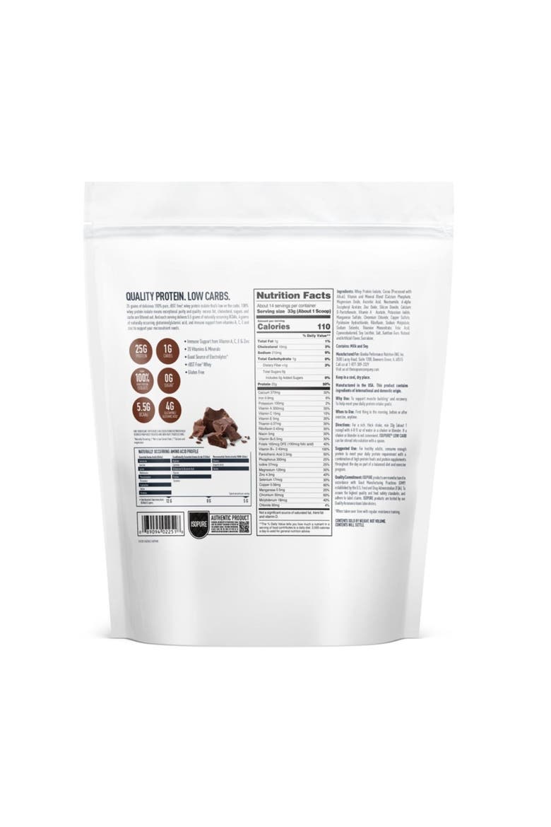 Low Carb 100% Whey Protein Isolate Powder Dutch Chocolate, Alternate, color, None