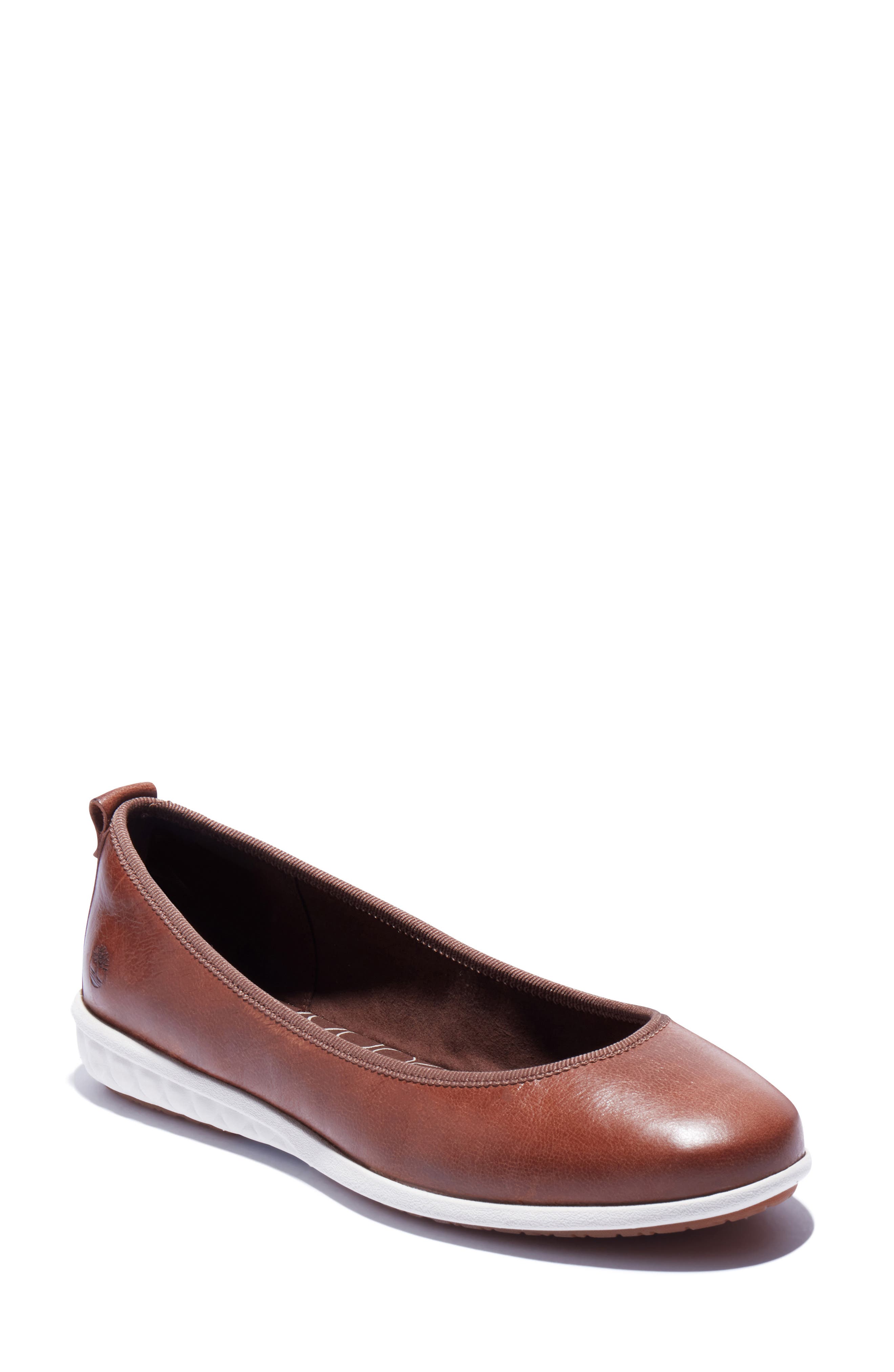 Bradstreet Ultra Ballerina Flat, Main, color, MEDIUM BROWN FULL GRAIN