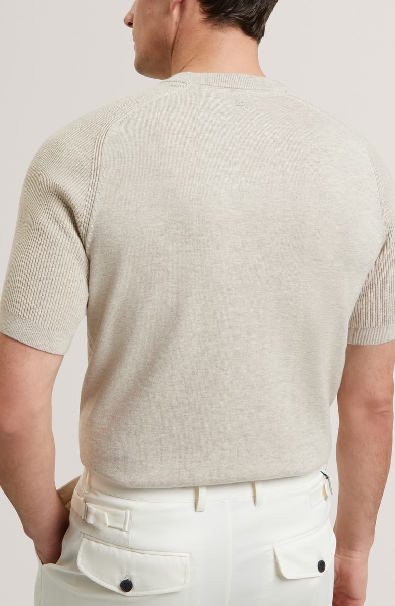 Ted Baker Torrent Short Sleeve Cotton & Wool Sweater, Alternate, color, Taupe