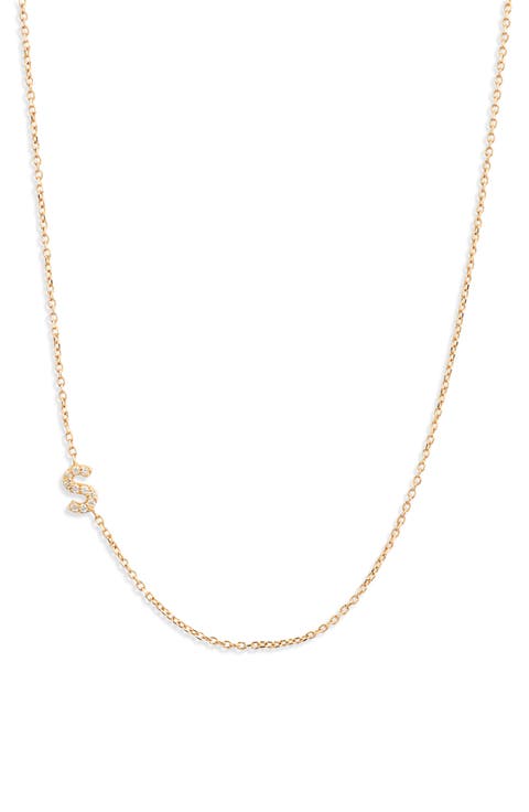 Love Letter Pavé Diamond Initial Pendant Necklace